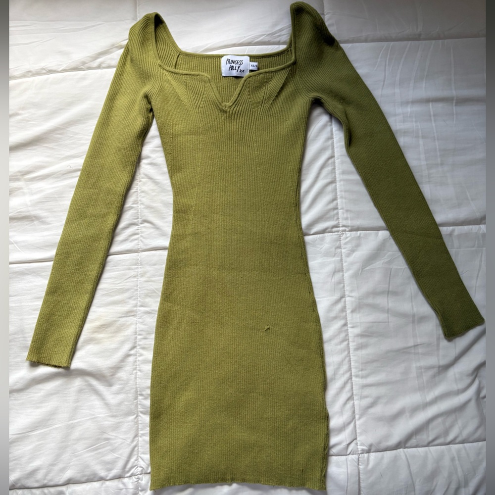 Princess Polly Sage Knit Dress